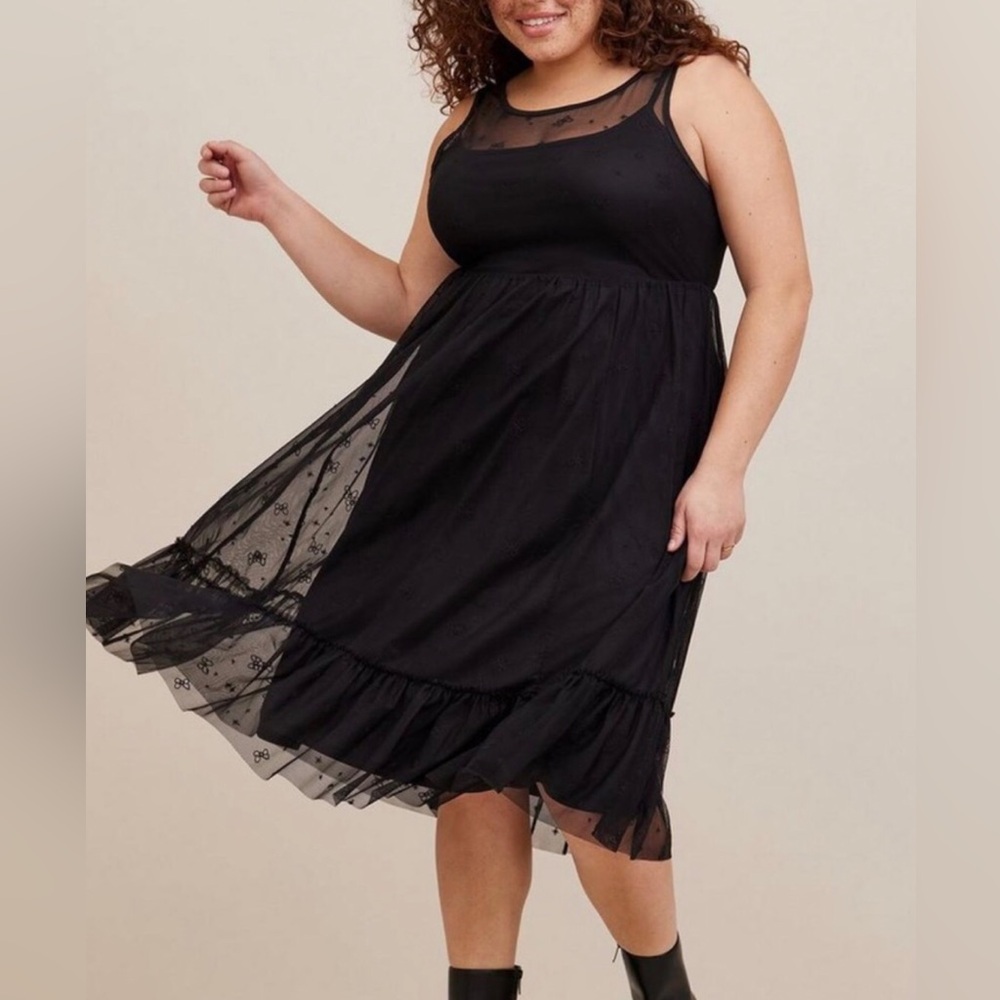 TORRID X DISNEY Collab Minnie Mouse Collection Mesh Layering Midi Dress size L